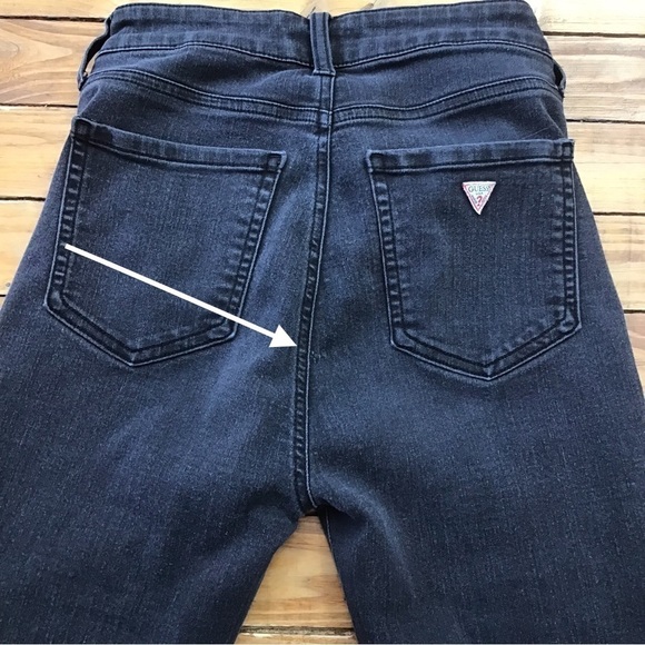 Guess high rise jeans black size 25 high waisted soft lightweight dark Academia - Picture 11 of 14